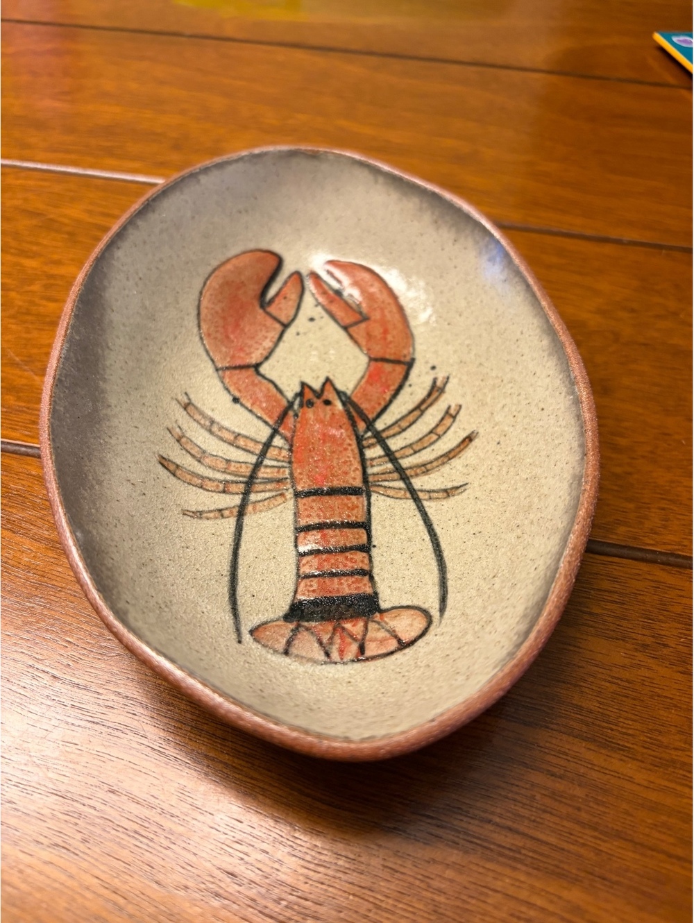 Creative Co-Op Lobster Sea Life Stoneware Dish HandPainted Coastal 7.5" Set of 2